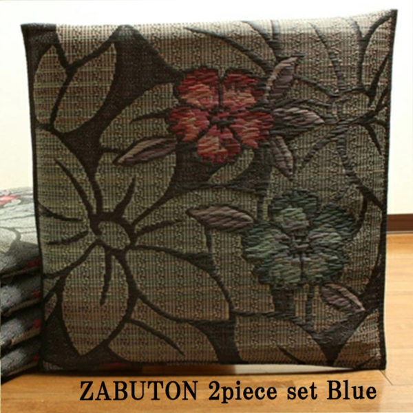 FUKURO woven zabuton rush grass cushion flower