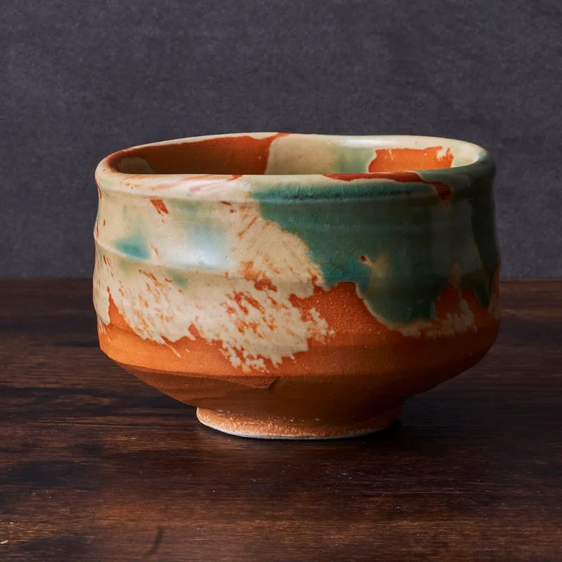 Mino ware matcha bowl tea cup deep sea design