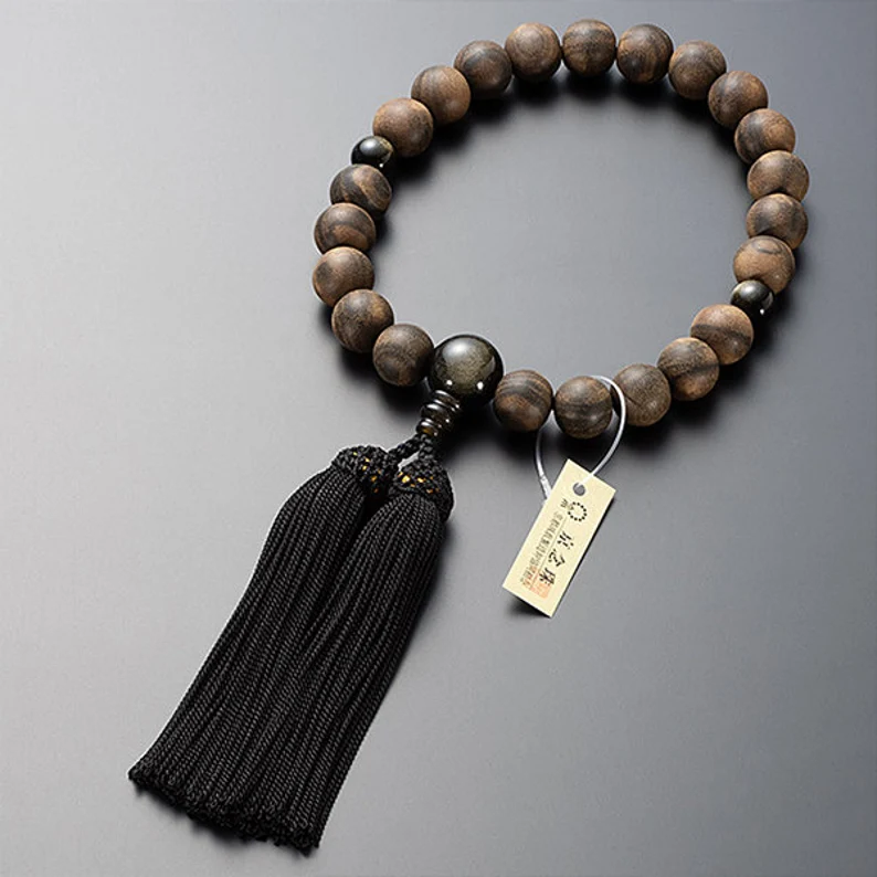 Natural Wood Beads Lotus Flower Buddhism Symbol Bracelet
