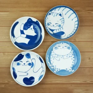 Mino ware Kawaii Kitty Cat round plate Made in Japan